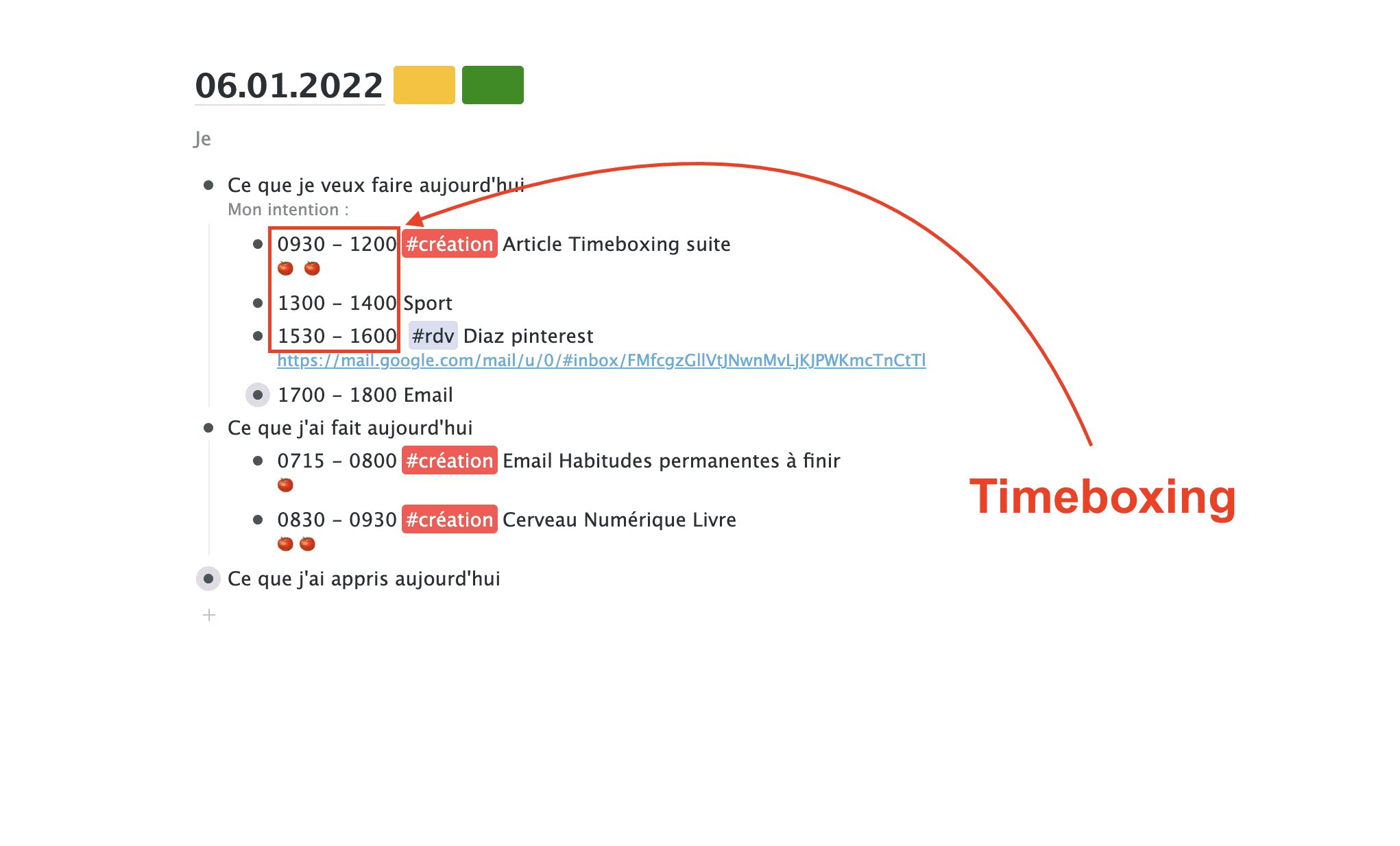 Time boxing workflowy